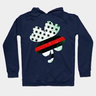 Shamrock shaped symbol with red line flag for Firefighters Hoodie